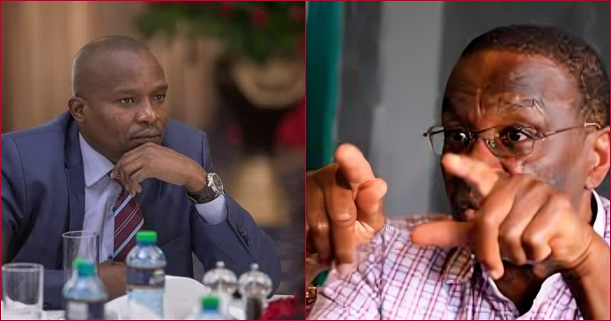 Collaged photos of Interior CS Kithure Kindiki and former CJ Willy Mutunga.